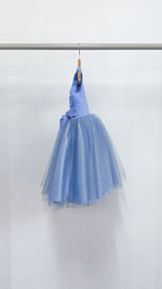 Load image into Gallery viewer, Sleeveless Midi Tulle Dress - Bright Blue Linen
