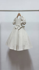 Load image into Gallery viewer, Puff Sleeve Maxi Dress with Ribbon Detail and Petticoat - Beige Linen
