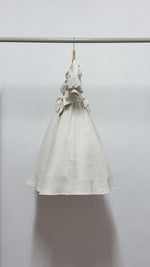 Load image into Gallery viewer, Puff Sleeve Maxi Dress with Ribbon Detail and Petticoat - Beige Linen
