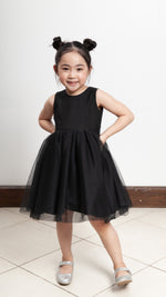 Load image into Gallery viewer, Sleeveless Midi Tulle Dress - Black Linen
