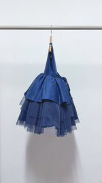 Load image into Gallery viewer, Sleeveless Tiered Linen and Tulle Dress - Blue
