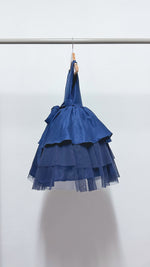 Load image into Gallery viewer, Sleeveless Tiered Linen and Tulle Dress - Blue
