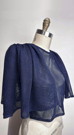 Load image into Gallery viewer, Oversized Shirred Sleeve Open Back Top in Blue Net
