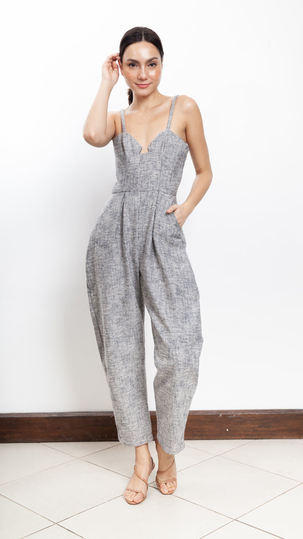 Sweetheart V-Cutout Baggy Jumpsuit