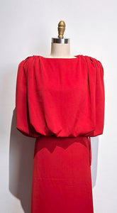 Red Crepe Bubble Top with Pads