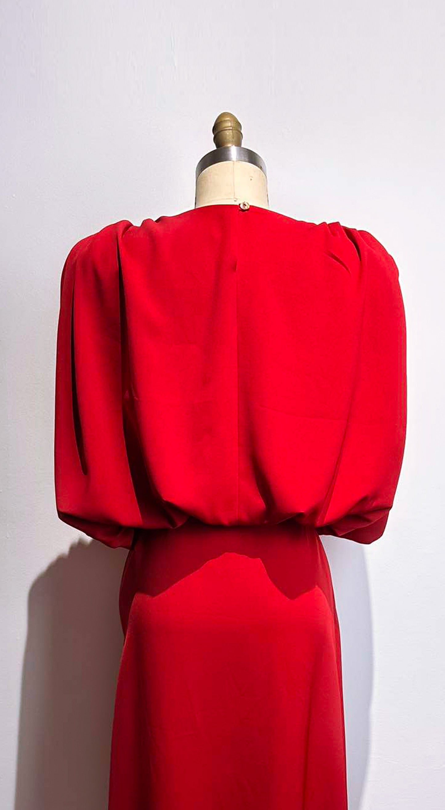 Red Crepe Semi-Bubble Top with Pads