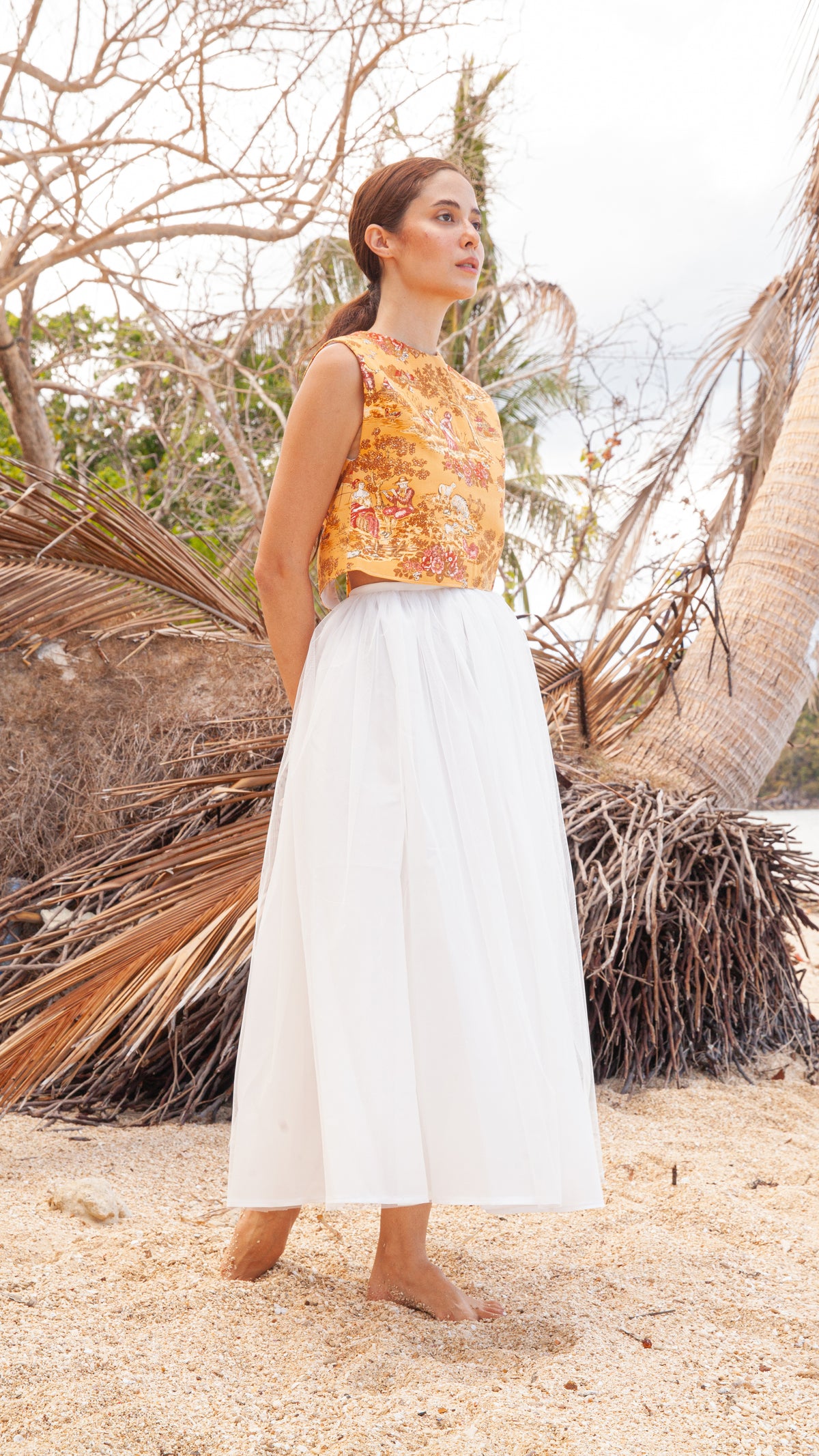 Emma Open Back Top in Mustard Sheep