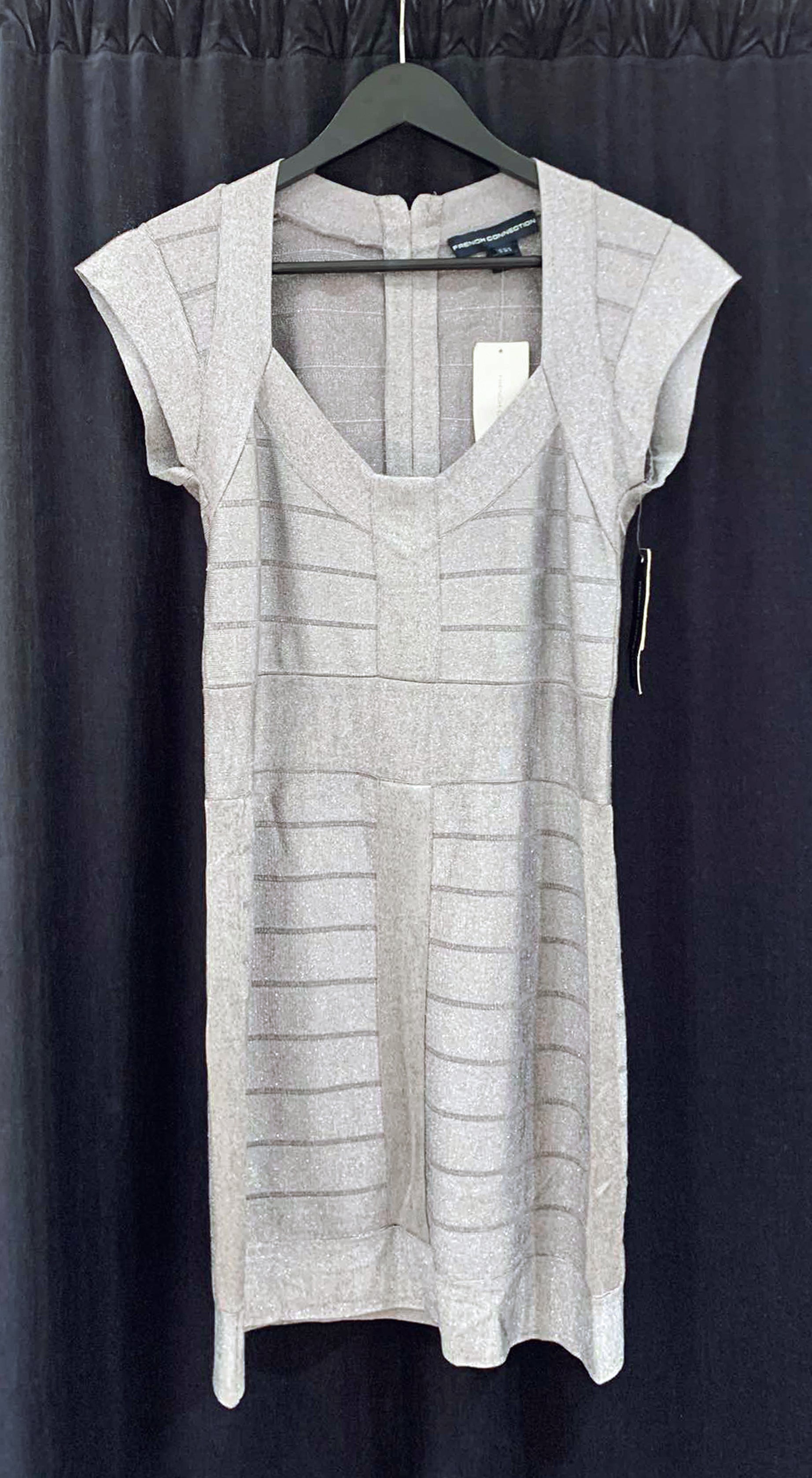 Multi-Brand French Connection Silver Fitted Knit Dress