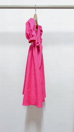 Load image into Gallery viewer, Puff Sleeve Maxi Dress - Hot Pink Linen
