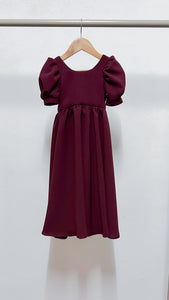 Puff Sleeve Maxi Dress - Maroon Crepe