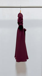 Load image into Gallery viewer, Puff Sleeve Maxi Dress - Maroon Crepe
