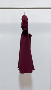 Puff Sleeve Maxi Dress - Maroon Crepe