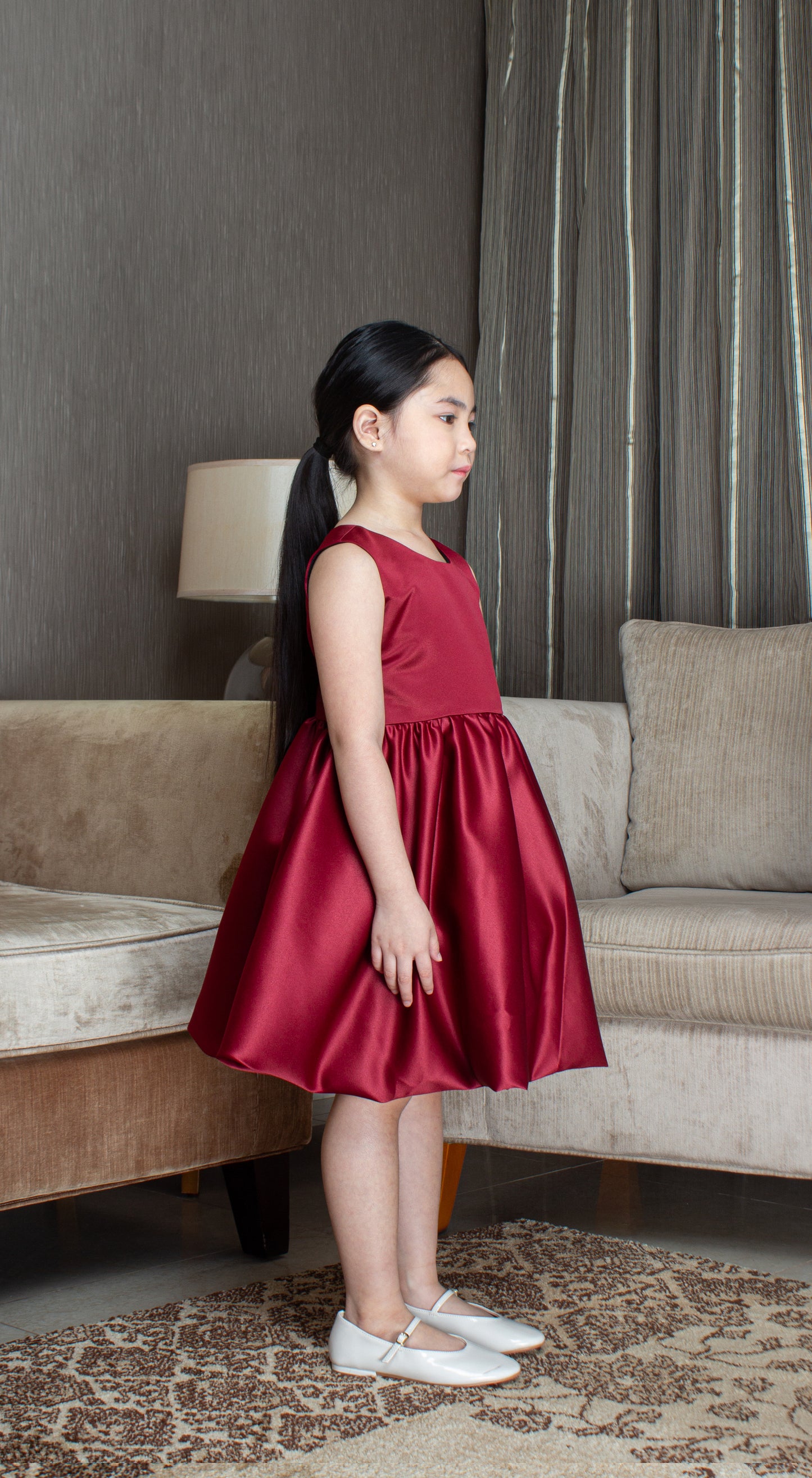 Sleeveless Mushroom Dress - Maroon