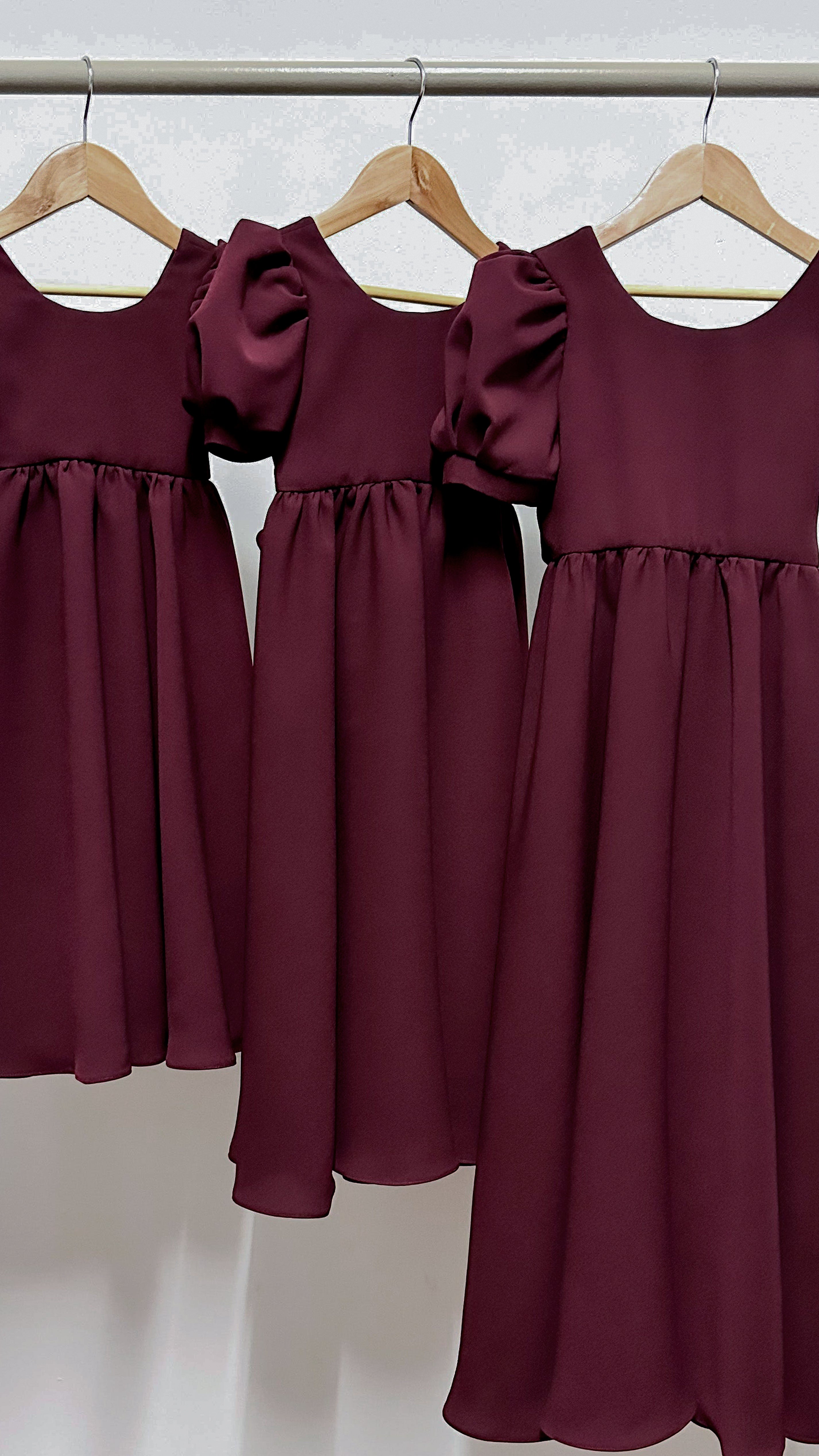 Puff Sleeve Maxi Dress - Maroon Crepe