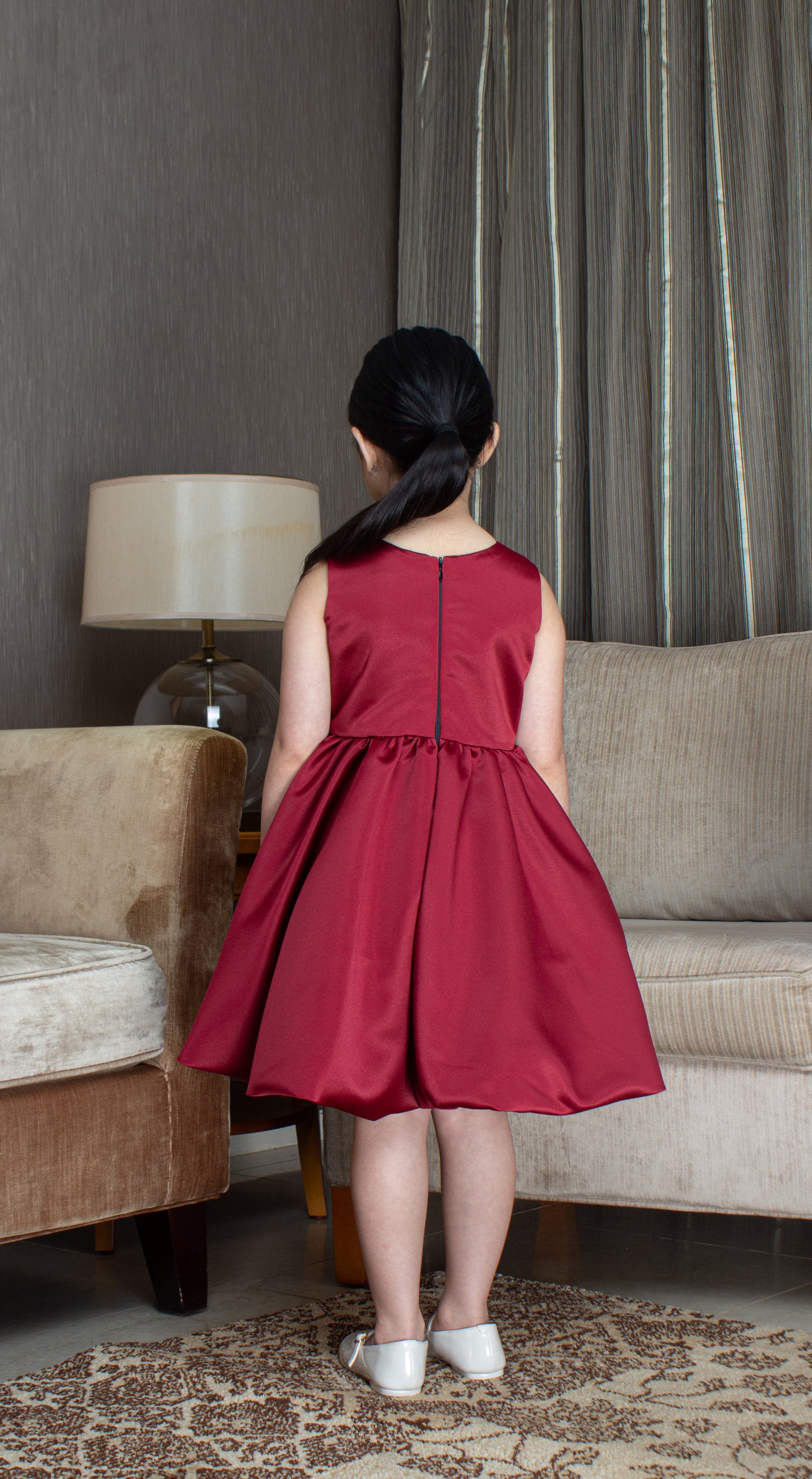 Sleeveless Mushroom Dress - Maroon