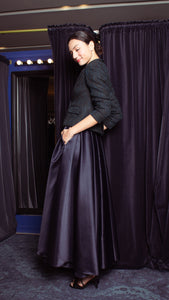 Heavy Balloon Skirt - Navy Blue Tafta Satin