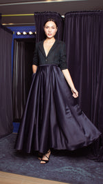 Load image into Gallery viewer, Heavy Balloon Skirt - Navy Blue Tafta Satin
