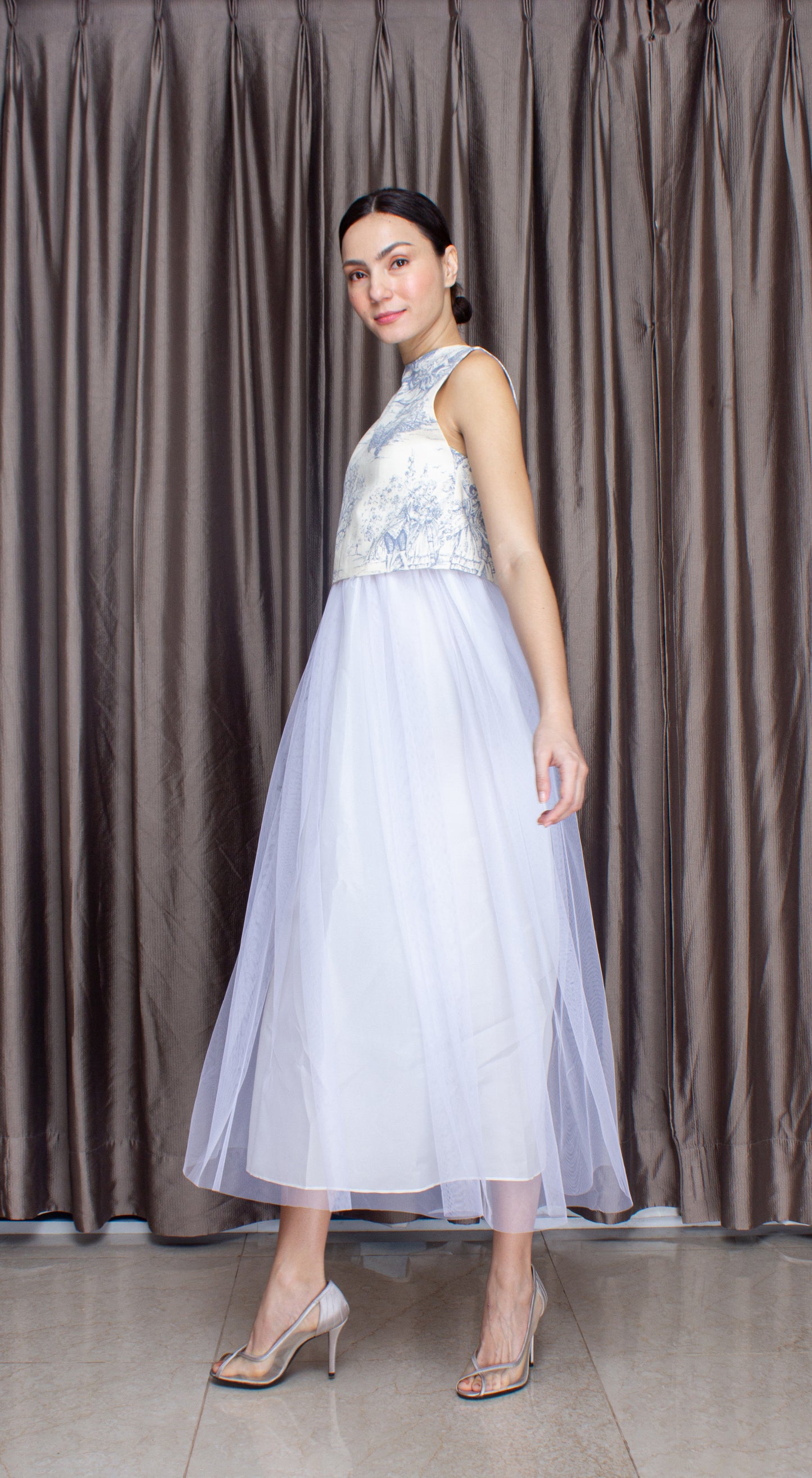 Emma Open Back Top - Blue Canvas