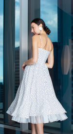 Load image into Gallery viewer, Spaghetti Strap Pleated Pleated Bust Polka Dot Balloon Midi Dress
