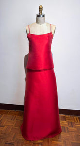 Red Rose Back Zip Straight Cut Skirt