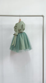 Load image into Gallery viewer, Puff Sleeve Midi Tulle Dress - Sage Linen
