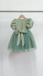 Load image into Gallery viewer, Puff Sleeve Midi Tulle Dress - Sage Linen
