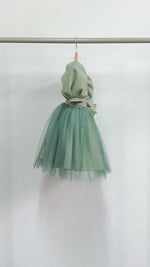 Load image into Gallery viewer, Puff Sleeve Midi Tulle Dress - Sage Linen
