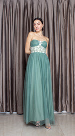 Load image into Gallery viewer, Sage Lace with Beads Corset Tulle Gown
