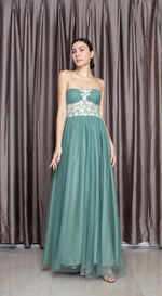 Load image into Gallery viewer, Sage Lace with Beads Corset Tulle Gown
