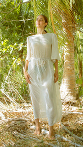 See Through Long Dress with Side Tie Ribbon