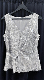 Load image into Gallery viewer, Multi-Brand — Tahari Silver Sequin Top
