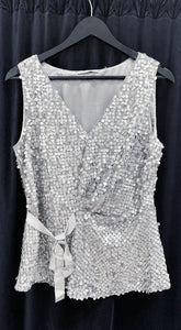 Multi-Brand — Tahari Silver Sequin Top