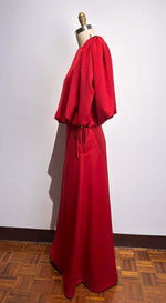 Load image into Gallery viewer, Red Crepe Side Tie Ribbon Semi A-Line Skirt
