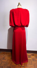 Load image into Gallery viewer, Red Crepe Side Tie Ribbon Semi A-Line Skirt
