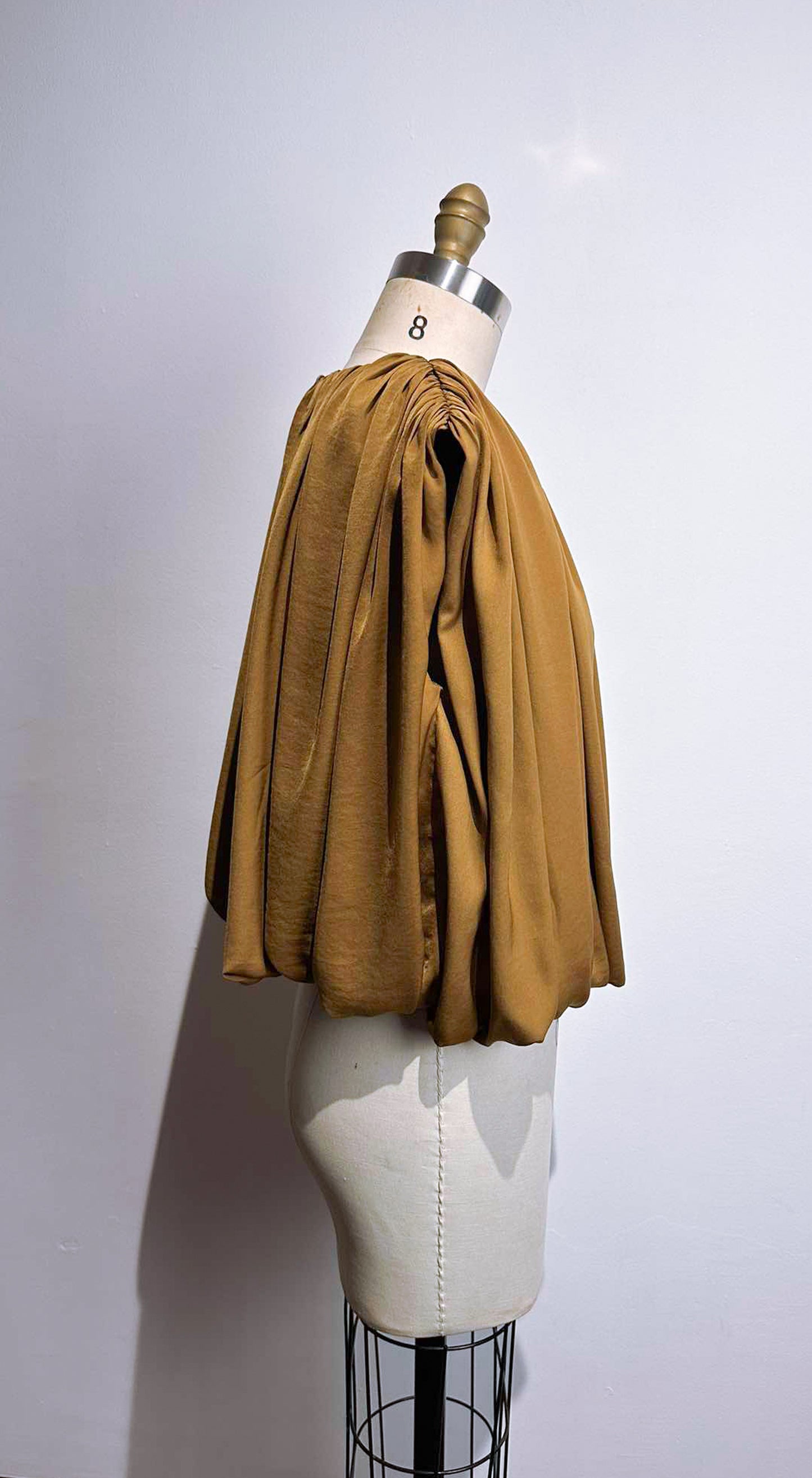 Brown Silk Bubble Top