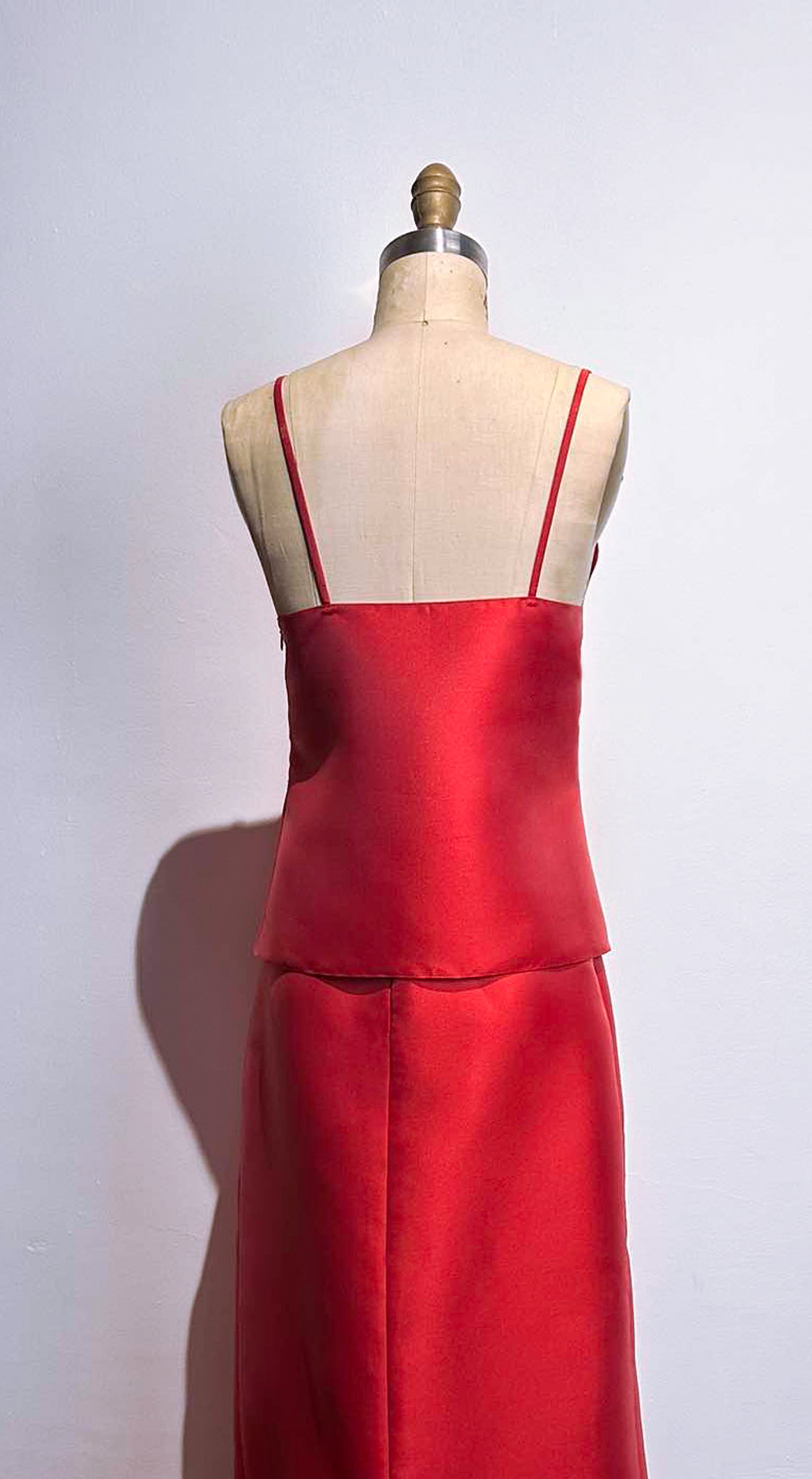 Red Rose Satin Spaghetti Strap Top