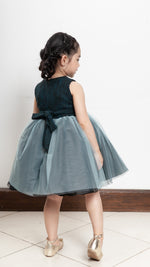 Load image into Gallery viewer, Sleeveless Midi Tulle Dress - Teal Tweed
