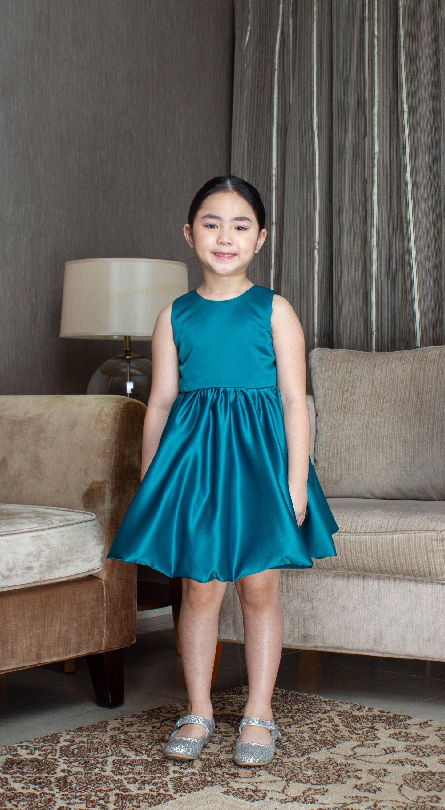 Sleeveless Mushroom Dress - Teal Blue