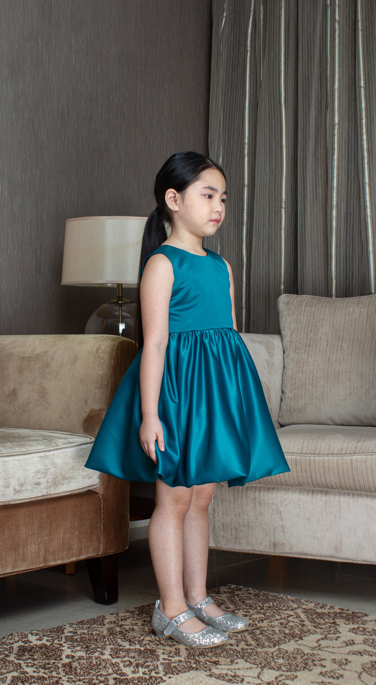 Sleeveless Mushroom Dress - Teal Blue