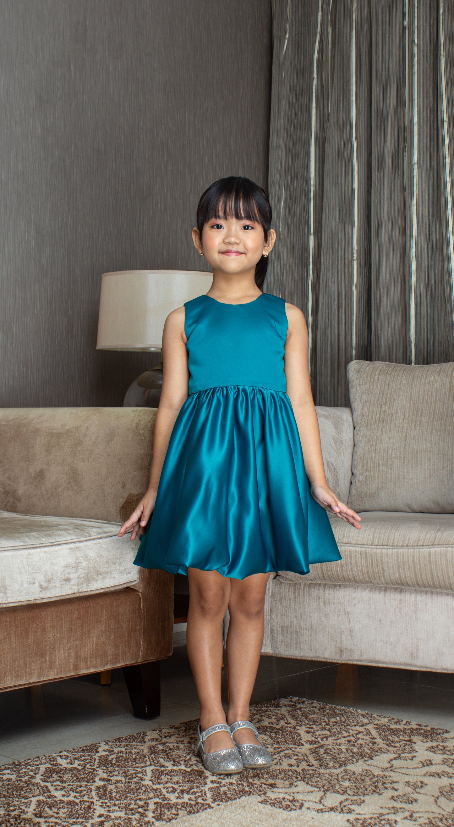 Sleeveless Mushroom Dress - Teal Blue