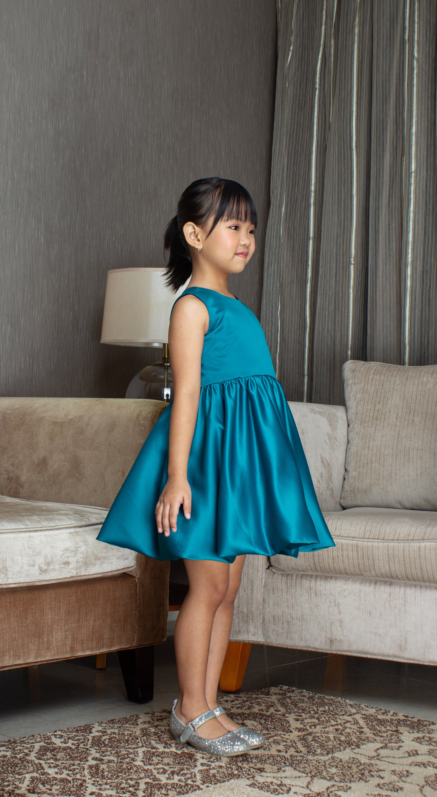 Sleeveless Mushroom Dress - Teal Blue