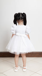 Load image into Gallery viewer, Puff Sleeve Midi Tulle Dress - White Linen
