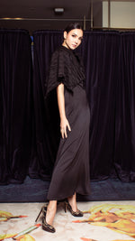 Load image into Gallery viewer, Wings for Overlap Upper Body Long Dress - Black E-Pleat
