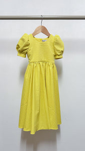 Puff Sleeve Maxi Dress - Yellow Seersucker