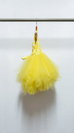 Load image into Gallery viewer, Sleeveless Midi Uneven Hem Tulle Dress - Yellow Floral Cotton
