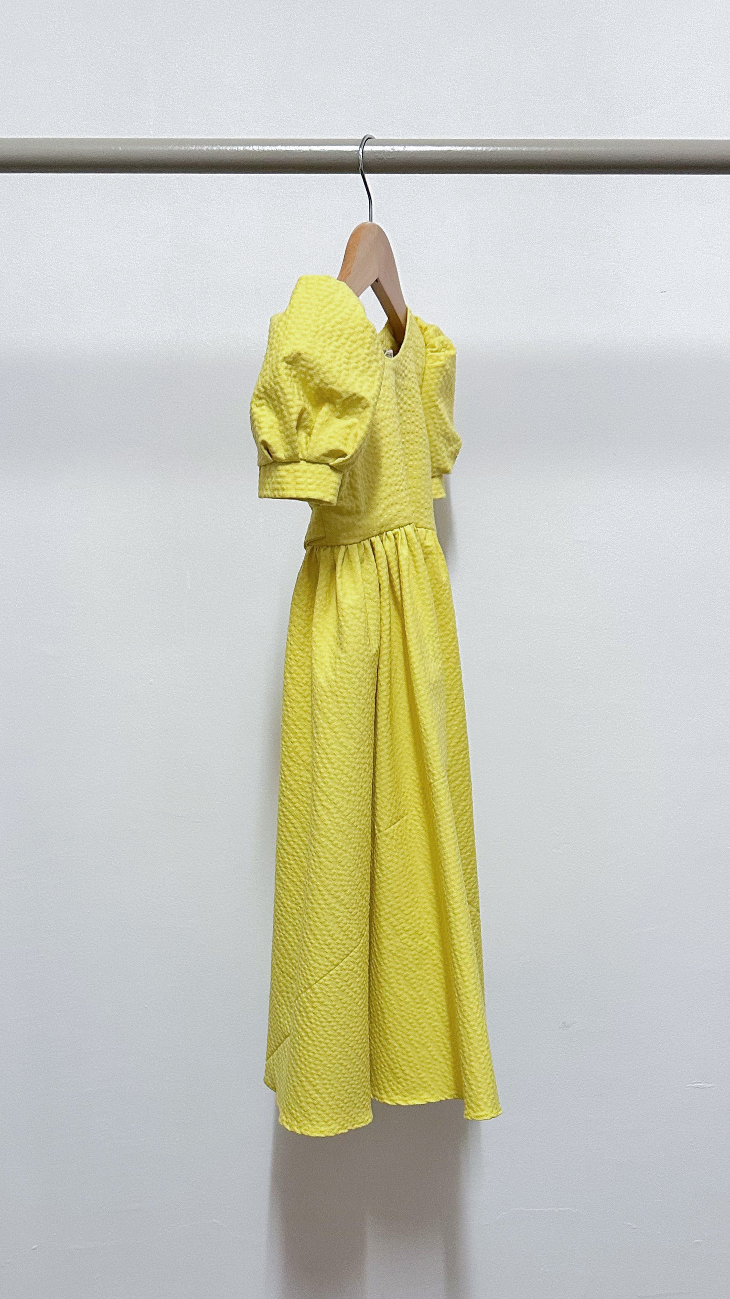 Puff Sleeve Maxi Dress - Yellow Seersucker