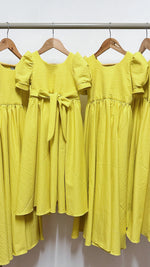 Load image into Gallery viewer, Puff Sleeve Maxi Dress - Yellow Seersucker
