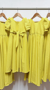 Puff Sleeve Maxi Dress - Yellow Seersucker