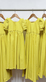 Load image into Gallery viewer, Puff Sleeve Maxi Dress - Yellow Seersucker
