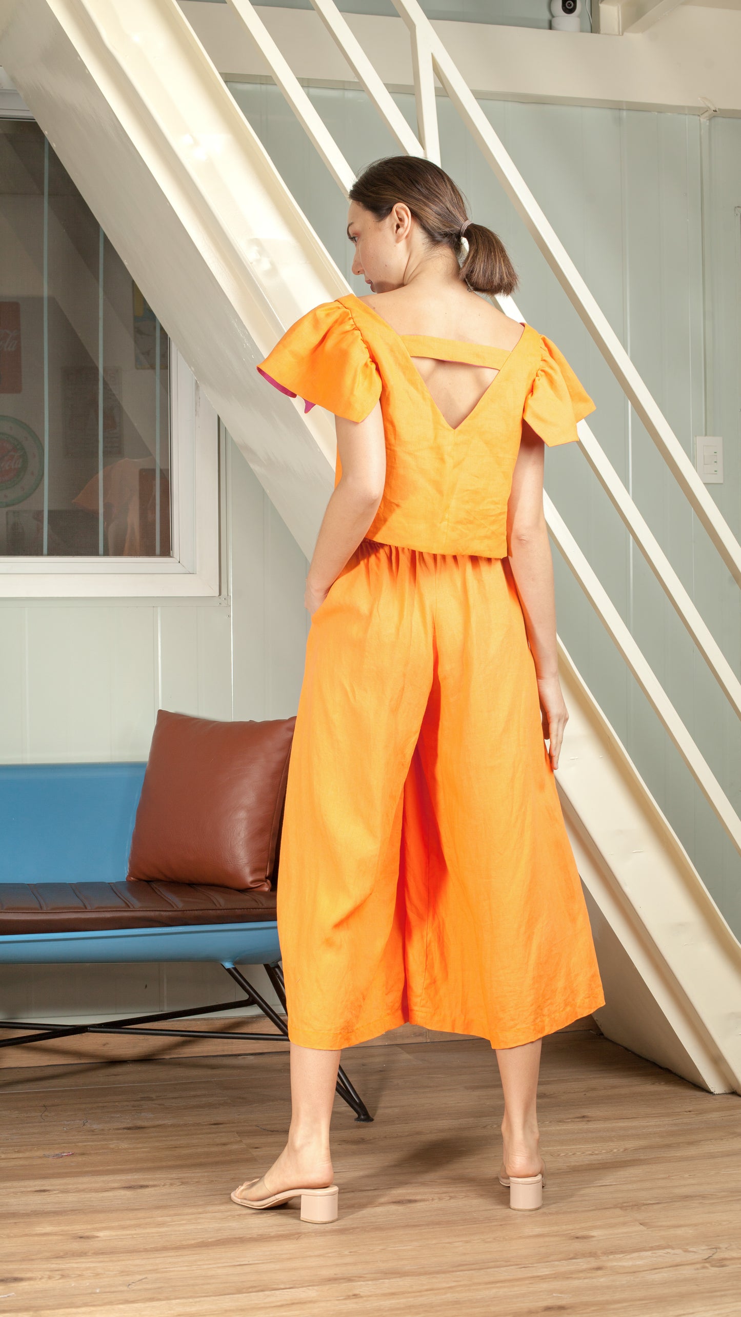 Reversible Butterfly Strap Top - Orange / Magenta